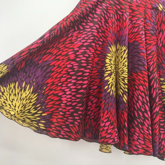 Trina Turk Skirt Womens 4 Multicolor Silk Spandex Abstract Floral Circle Skater - Picture 2 of 9